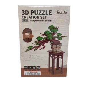 Rolife 3D Puzzle Evergreen Pine Bonsai DIY Wooden Model Kit TG510 115 Pcs New